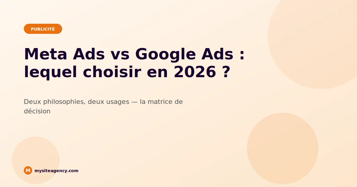Meta Ads vs Google Ads - comparaison 2026